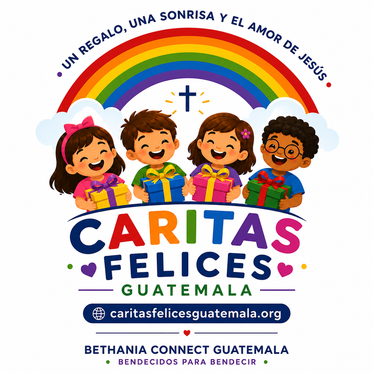 Caritas Felices Guatemala con el lema Un regalo, una sonrisa y el amor de Jesus